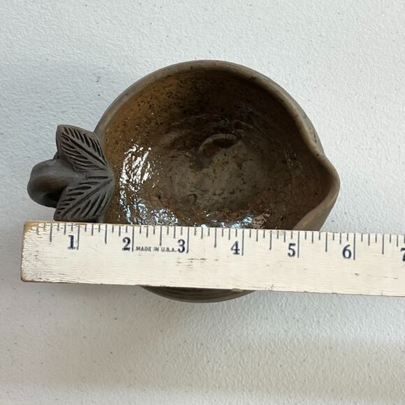 Pottery Art Sauce Bowl With Handle Brown Ceramic Speckled Matte & Glazed - Picture 6 of 6